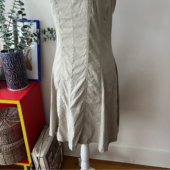Theory Maydra Linen Blend Sleeveless Dress in Dark Oat - Picture 3 of 8